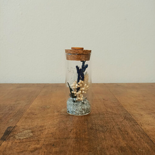 Cilindro fiorito avorio lavanda granella specchietti H13x4,5