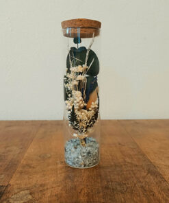 Cilindro fiorito avorio lavanda granella specchietti H18x4,5