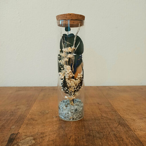 Cilindro fiorito avorio lavanda granella specchietti H18x4,5