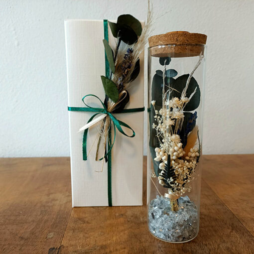 Cilindro fiorito avorio lavanda granella specchietti H18x4,5 con scatola
