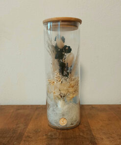 Cilindro fiorito avorio lavanda granella specchietti H30x10