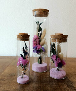 Cilindro fiorito rosa viola avorio granella rosa H18x4,5 gruppo